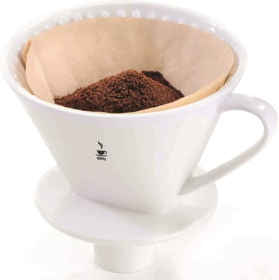 GEFU SANDRO Koffiefilterhouder Maat 4 – Porseleinen Handfilter voor Slow Coffee en Thermoskannen