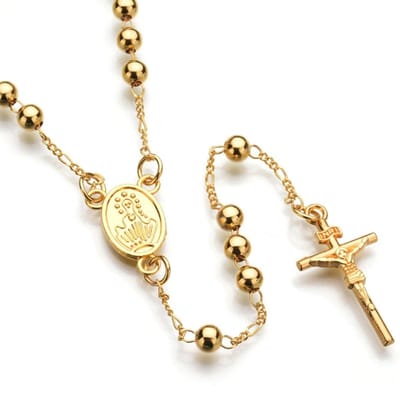 Rozenkrans goudkleur met medaille.