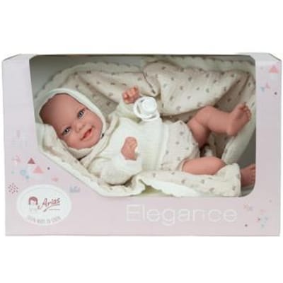 Arias Elegance baby pop - Babyto beige 35cm in deken met fopspeen Speelpoppen Interactieve poppen