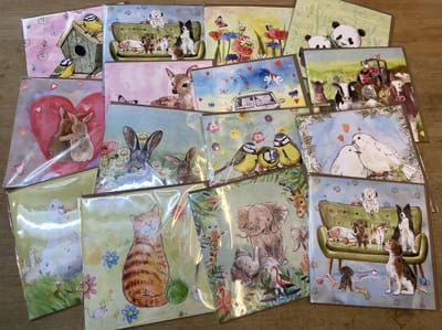 Wenskaart Animal Friends 5 kaarten assorti