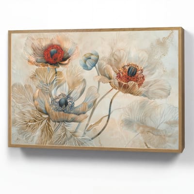 Wandlamp 90x60 cm - Oplaadbaar - Bloemen - Beige - Modern - Illustratie - Wandlampen binnen woonkamer - Slaapkamer lamp - Decoratieve nachtlamp - Vloerlamp draadloos