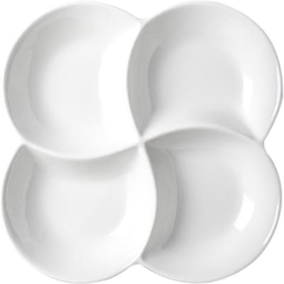 Serveerschaal Snack Voorgerecht Schaal Fruitbord Schaal Verdeelde Feestkom Melaminevoedsel Dessert Snoep Borden Schalen Container 26.6X26.6X3.4CM white