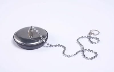 Universele Rubberen Putstop met Deksell en Klinkketting voor Wastafel, Bidet en Badkuip