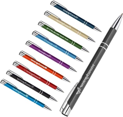 Metalen balpennen - Schrijfgerei Pennenset - Cadeau geven - Gepersonaliseerde gravure - 137 x 10 mm - Mix