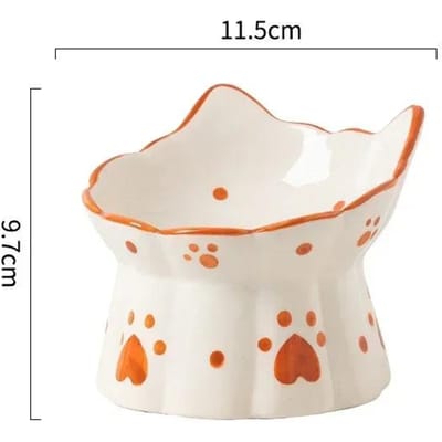 Keramische Voerbak voor Katten Verhoogde Voer- en Waterbakken voor Huisdieren Kleine Puppy Honden Snack Waterbakken Set Voeraccessoires voor Katten white