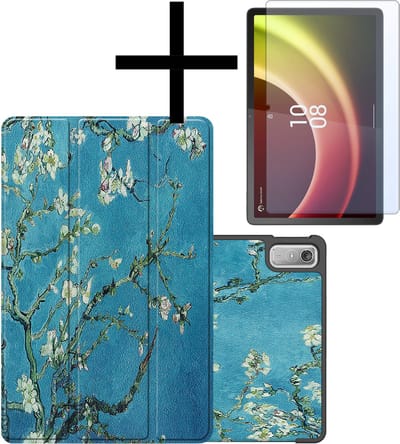 Hoes - Geschikt voor Lenovo Tab P11 (2e / 2nd Generatie) - Met Screenprotector - Trifold Bookcase - Hard Cover - Hardcover Book Case - Tablet Hoesje - Bloesem