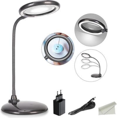 Dimbare vergrootlamp - 28 LED-verlichting - 3X handsfree vergrootglas met licht - standaard - dicht werk - lezen - hobby's - ambachten - werkbank