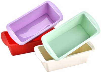 VHV - Cakevorm - siliconen mini broodvormen 4 stuks - flexibel en antiaanbak - voor brood, brownies en cake