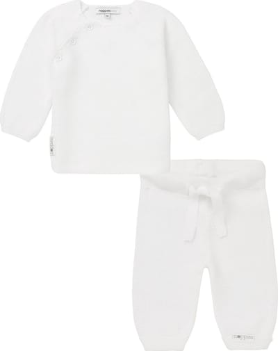 Noppies Prematuur - Kledingset - 2delig - Trui Pino - Broek Grover - Wit - Rib breisel - Maat 44