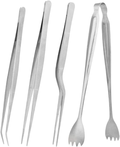 Pincet voor planten - Tuinpincet - Precisie planten - Vervormingsbestendig roestvrij staal - Set van 4 - Zilver