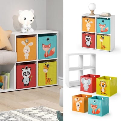 Kinderboekenkast "Tetra" met 4 opbergvakken, - Wit - opbergvakken, wit, 72 x 72,5 - Medahomestore