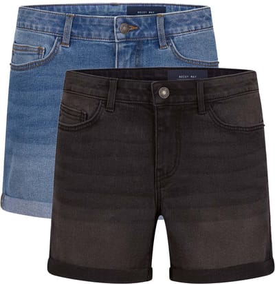 Noisy May Dames Short Broeken BeLucky 2-Pack regular/straight Fit Veelkleurig Volwassenen 2 Pack Korte Jeans Broeken