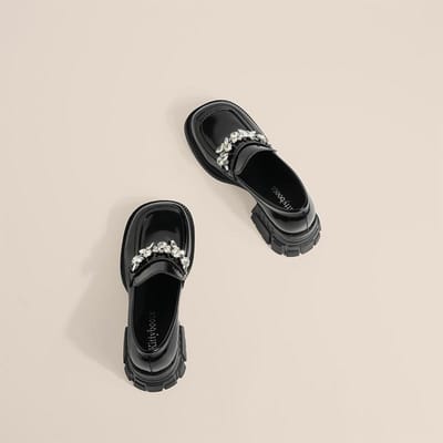 Schoenen met dikke zool Dames Lente en Zomer Dunne Retro Franse Enkele Schoenen Britse Stijl Mary Jane met Hoge Hak Kleine Leren Schoenen met Dikke Hak 39 zwart
