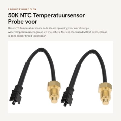 Dailygoods- Temperatuursensor Nauwkeurige Monitoring - M10x1 Schroefdraad - 50K NTC Thermistor - 15cm Lengte - Stabiele Prestaties - Breed Toepasbaar - Temperatuursonde