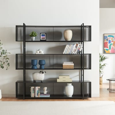 Boekenkast Randaberg open kast 180x180x33 cm zwart [en.casa]