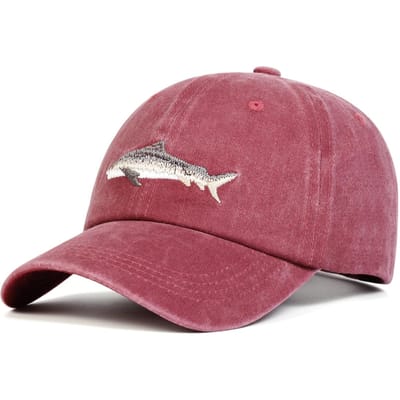 Casquettes de Baseball Lavables Broderie Requin Unisexe Printemps et Automne Extérieur Réglables Casquettes Décontractées Chapeau Anti-UV Casquette de Sport pink