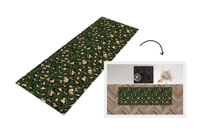 Keukenloper - Loper keuken - Panter - Goud - Patronen - Luxe - 150x50 cm - Keukenloper vinyl