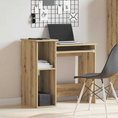 vidaXL - Bureau - met - schappen - 84x40x78 - cm - bewerkt - hout - artisanaal - eiken