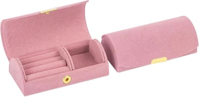 klein, fluweel, reis-juwelendoosje voor ringen, oorbellen, sieraden, sieradenopslag, sieradendoos voor meisjes en dames (roze)