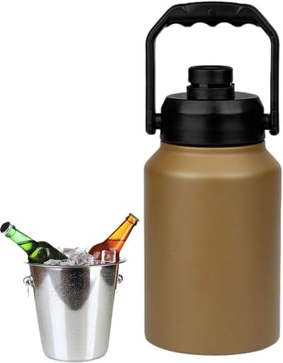 Geïsoleerde emmer - Ijscontainer deksel - Dranken koel houden - 24 uur koeling - 2 liter - Kaki
