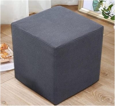 Vierkante Poef Hoes - Voetenbank Beschermer - Meubels Opfrissen - Getextureerde Geruite Stof - 45x45cm - Klassiek-Modern