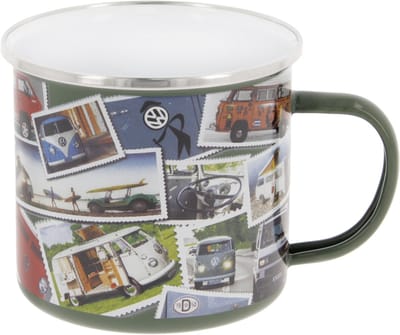 BRISA VW Collection - Volkswagen grote emaille koffie-thee-cappuccino-mok-Haferl mok voor Camping & Outdoor T1 Bulli Bus- motief (500 ml T1 Bulli Bus- motief/ kleurrijk)