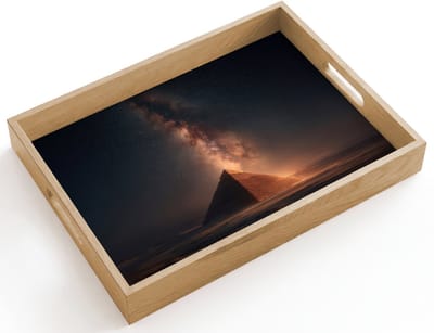 Dienblad hout 40x30 cm - Schootdienblad - Piramide - Woestijn - Licht - Borrelplank rechthoek - Plateau dienbladen