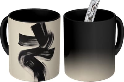 Magische Mok - Foto op Warmte Mokken - Koffiemok - Strepen - Zwart - Abstract - Magic Mok - Beker - 350 ML - Theemok