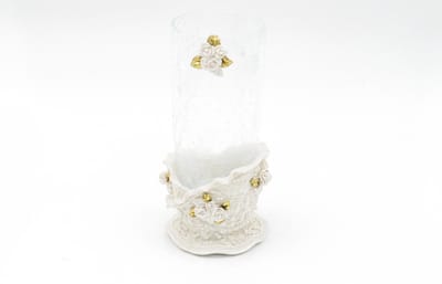 Witte Glazen Vaas - Wit Met Goud