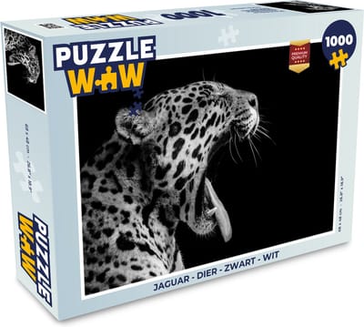 Puzzel Jaguar - Dier - Zwart - Wit - Legpuzzel - Puzzel 1000 stukjes volwassenen