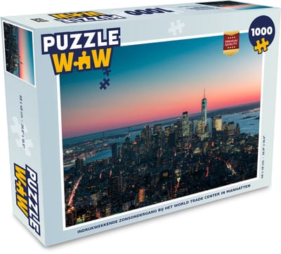Puzzel Indrukwekkende zonsondergang bij het World Trade Center in Manhatten - Legpuzzel - Puzzel 1000 stukjes volwassenen