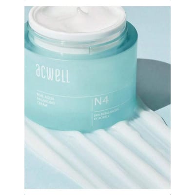 Acwell Real Aqua Crème Équilibrante 50ml - Crème Visage Hydratante Équilibrant le PH, Apaisant les Problèmes de Peau et les Rougeurs pour Peau Sensible white