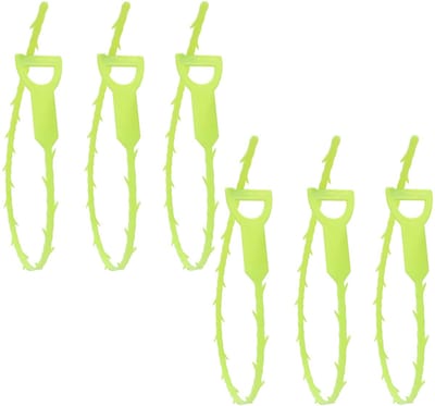QTTVBTNA – 6 Stuks Afvoerontstopper Tools - voor Gootsteen Douche en Bad - Haar en Vuil Verwijderaar voor Afvoer - Duurzaam Herbruikbaar en Eenvoudig te Gebruiken - Afvoerontstopper - Huishoudelijke Reiniging Accessoire - 50 cm - Groen