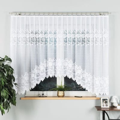 Markizeta Demetria - Jacquard Gordijn - 400x160 cm - Onderste Rand Onbewerkt - Wit