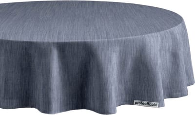 Protecttable - Rond Tafelzeil Linnenlook Denim Light Blue Ø138cm - Tafelkleed Afwasbaar - Kunststof