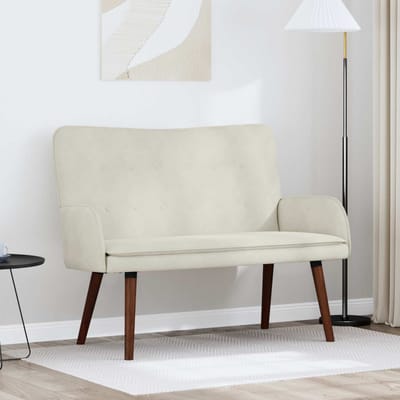 vidaXL - 2-Zits - Sofa - Crèmekleurig - 115 - x - 61 - x - 87 - cm - fluweel