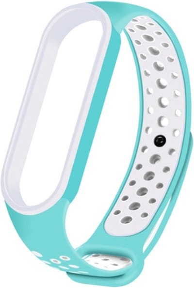 Siliconen bandje - geschikt voor Xiaomi Mi Band 5 / Mi Band 6 - mintgroen-wit