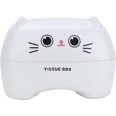 Tissuebox Schattige Cartoon Multifunctionele Servetten Pompdoos Toiletpapierhouder Opberg(Witte Kat ) wit