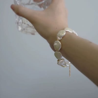 Unieke Barok Parel Coin Kralen Armband-18cm