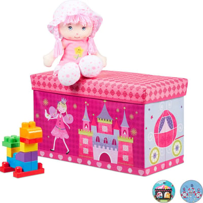 speelgoedkist - 50 liter - prinses - opbergmand - speelgoedmand kinderkamer - roze