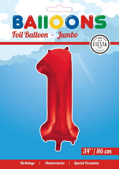 Folieballon 34" nmr. 1 - Rood