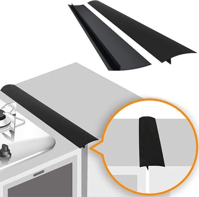 2-delige Keuken Vulstrip voor Kookplaat en Oven, T-vormige Siliconen Anti-Olie Strip, Zwart, 53.3 cm - Ideaal voor Kieren en Scheuren in de Keuken