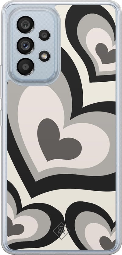 Casimoda® hoesje - Geschikt voor Samsung Galaxy A53 - Hart Swirl Zwart - 2-in-1 case - Schokbestendig - Illustratie - Verhoogde randen - Zwart, Transparant