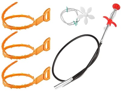 Afvoer Ontstopper Gereedschap Set – 5 Stuks Veerpijp Baggergereedschap, Wastafelontstopper met Prop Ontstopper en Haar Verwijderaar voor Aanrecht, Douche en Riool