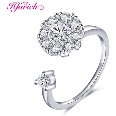 Hfarich Blauwe Kristallen Vlinderring Draait Vrij Anti Stress Angst Ring Voor Vrouwen Meisje Bruiloft Sieraden Verlovingscadeaus Resizable