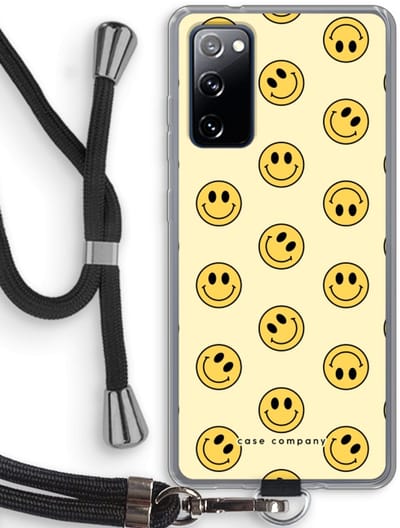 Hoesje met koord geschikt voor Samsung Galaxy S20 FE / S20 FE 5G hoesje met Koord - Smiley N°2 - Telefoonhoesje met Zwart Koord - Bescherming aan alle Kanten en Over de Schermrand