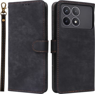 Coverup Hoesje - Geschikt voor Xiaomi Poco F6 Pro Hoesje - Coverup Book Case met Koord - Zwart