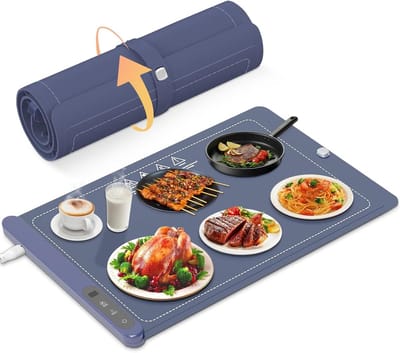 Voedsel Verwarmingsmat - Verwarmingsplateau - Eten Warm Houden - Graphene Verwarmingstechnologie - 61 cm - Blauw