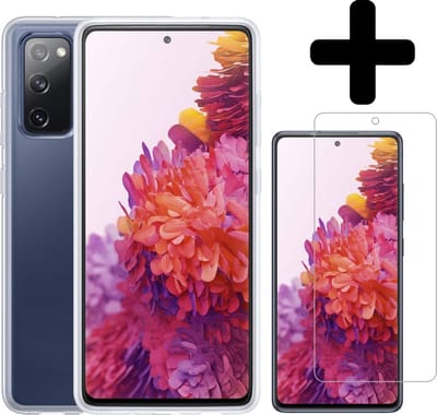 Hoesje - Met Screenprotector - Geschikt voor Samsung Galaxy S20 FE - Sterk & Shockproof - Back Cover - Siliconen Case - Telefoon Hoes - Telefoonhoesjes - Transparant