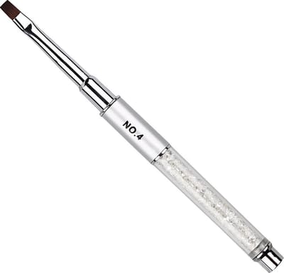 Gel-Penseel Zilver # 4 met steentjes - Nail Brush - Gel penseel -Nagel Penselen - Nagel Gel - Nagel Kwasten